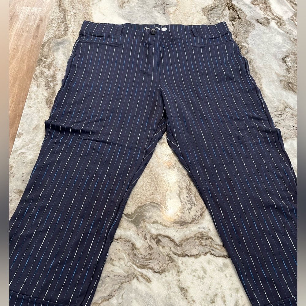 NWOT Betabrand Women XXL petite cropped Classic Dress Pant Yoga Pinstripe